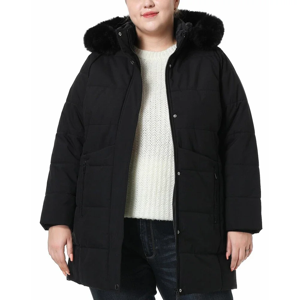 Pefflarge Women's Plus Size Winter Coat Waterproof Down Detachable HOODED 1X